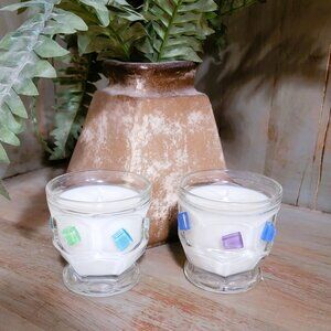 Vintage Glass Jar Candles Set of‎ 2 with light Sandalwood Scent and Mosaics
